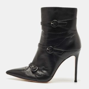 Gianvito Rossi Black Leather Ankle Length Boots Size 39, Boots - Luxury Closet catalog