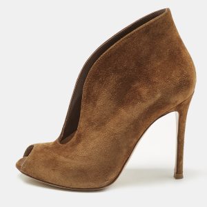 Gianvito Rossi Brown Suede Vamp Peep Toe Booties Size 35, Boots - Luxury Closet catalog