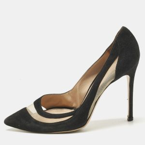Gianvito Rossi Black Mesh and Suede Pointed Toe Pumps Size 37, Pumps - Luxury Closet catalog