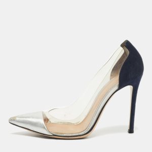 Gianvito Rossi Blue/Silver Suede and PVC Plexi Pumps Size 36, Pumps - Luxury Closet catalog