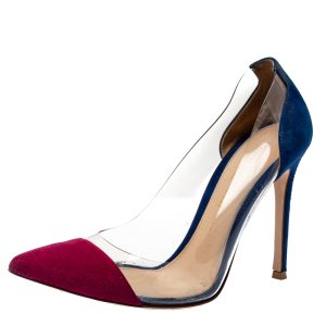 Gianvito Rossi Burgundy/Blue Suede and PVC Plexi Pumps Size 36, Pumps - Luxury Closet catalog