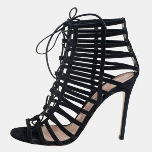 Gianvito Rossi Black Suede Caged Lace Up Sandals Size 39, Boots - Luxury Closet catalog