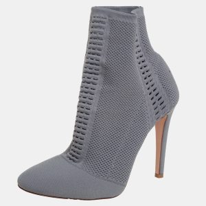 Gianvito Rossi Grey Stretch Knit Thurlow Ankle Boots Size 39, Boots - Luxury Closet catalog