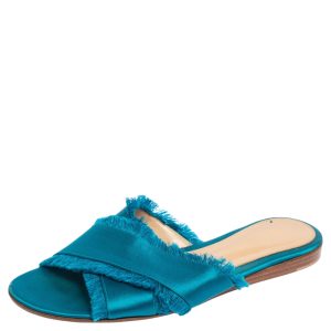 Gianvito Rossi Blue Satin Barth Flat Sandals Size 36.5, Sandals - Luxury Closet catalog