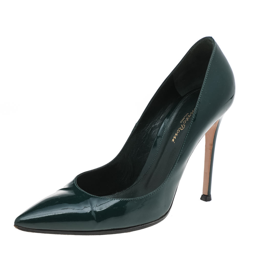 Gianvito Rossi Green Patent Leather Pointed Toe Pumps Size 39, Pumps - Luxury Closet catalog