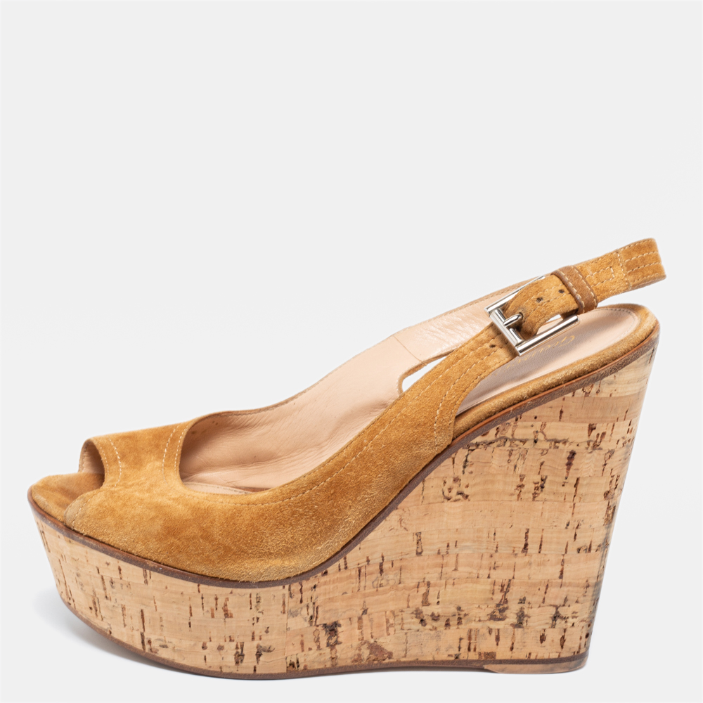 Gianvito Rossi Light Brown Suede Wedge Sandals Size 38, Sandals - Luxury Closet catalog