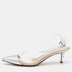 Gianvito Rossi Silver Leather and PVC Slingback Pumps Size 40, Pumps - Luxury Closet catalog