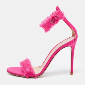 Gianvito Rossi Pink Satin Portofino Fringe Sandals Size 39, Sandals - Luxury Closet catalog