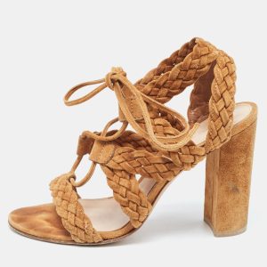 Gianvito Rossi Brown Suede Strappy Sandals Size 37.5, Sandals - Luxury Closet catalog