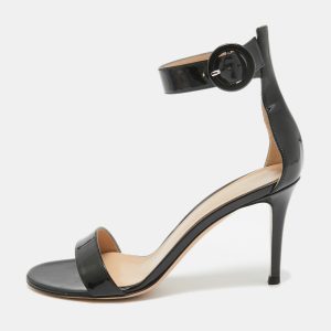 Gianvito Rossi Black Patent Leather Ankle Strap Sandals Size 37, Sandals - Luxury Closet catalog