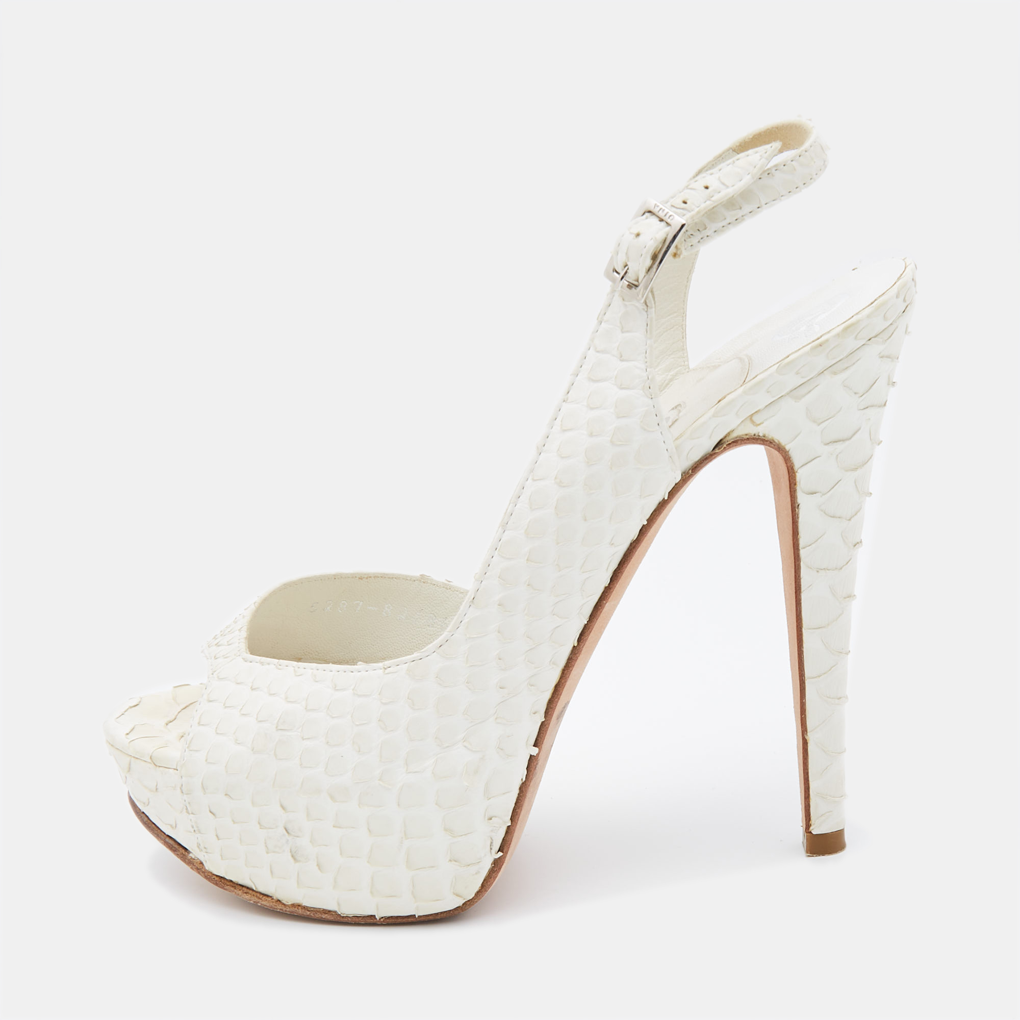 Gina White Python D'orsay Slingback Sandals Size 37, Sandals - Luxury Closet catalog