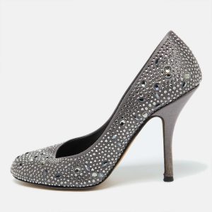 Gina Dark Grey Satin Crystal Embellished Pumps Size 38, Pumps - Luxury Closet catalog