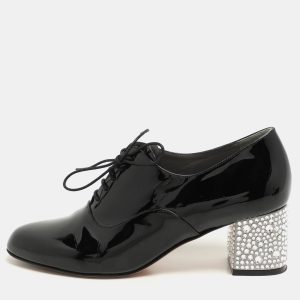 Gina Black Patent Leather Crystal Embellished Oxford Pumps Size 38, Pumps - Luxury Closet catalog