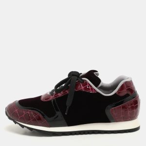 Gina Magenta Croc Embossed Patent Leather and Velvet Low Top Sneakers Size 37, Athletic Shoes & Sneakers - Luxury Closet catalog