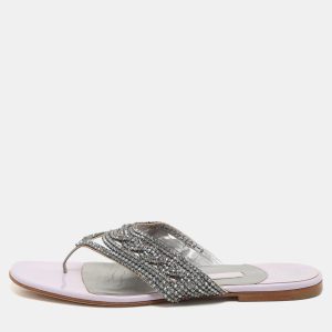 Gina Purple Crystal Embellished Thong Flats Size 37, Flats - Luxury Closet catalog