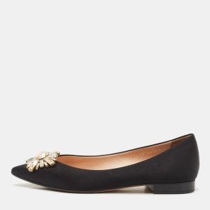 Gina Black Satin Crystal Embellished Ballet Flats Size 38, Flats - Luxury Closet catalog