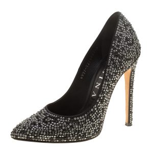 Gina Black Satin Anais Crystal Embellished Pumps Size 38, Pumps - Luxury Closet catalog