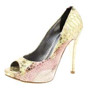 Gina Multicolor Python Peep Toe Platform Pumps Size 37, Pumps - Luxury Closet catalog