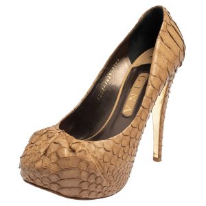 Gina Beige Python Leather Elle Platform Pumps Size 39, Pumps - Luxury Closet catalog