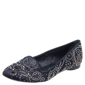 Gina Black Satin Studded Ballet Flats Size 36.5, Flats - Luxury Closet catalog