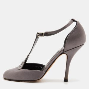 Gina Grey Satin Crystal Embellished T-Bar Ankle Strap Pumps Size 37, Pumps - Luxury Closet catalog