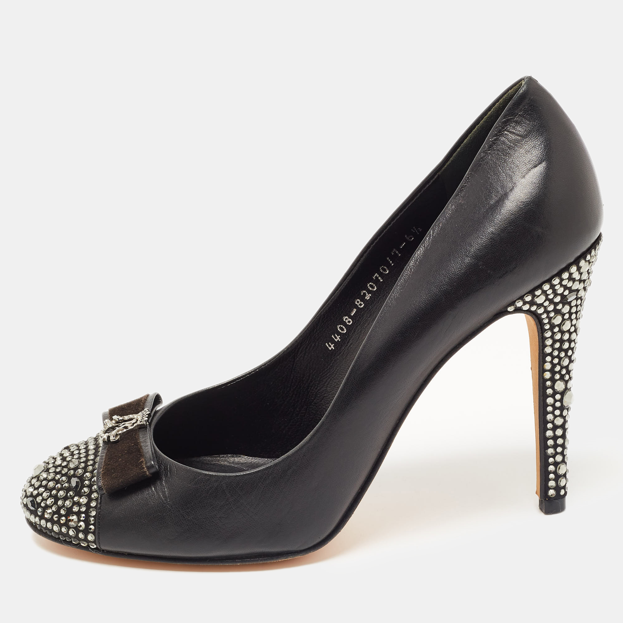 Gina Black Leather Embellished Pumps Size 39.5, Pumps - Luxury Closet catalog