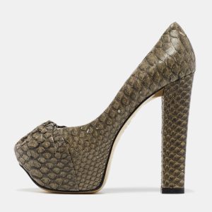 Gina Green Python Platform Block Heel Pumps Size 39, Pumps - Luxury Closet catalog