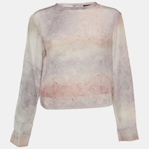 Giorgio Armani Pink/Purple Printed Silk Open Back Blouse L, Shirts & Tops - Luxury Closet catalog