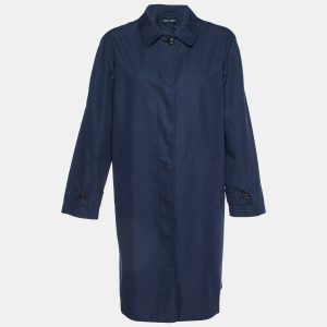 Giorgio Armani Navy Blue Cotton Blend Mid-Length Coat M, Coats & Jackets - Luxury Closet catalog