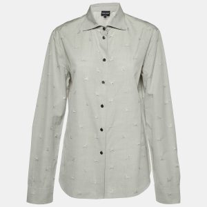 Giorgio Armani Grey Dog Pattern Dobby Cotton Button Front Shirt L, Shirts & Tops - Luxury Closet catalog