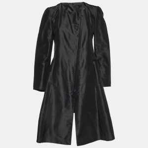 Giorgio Armani Black Silk Zip - Up Coat M, Coats & Jackets - Luxury Closet catalog