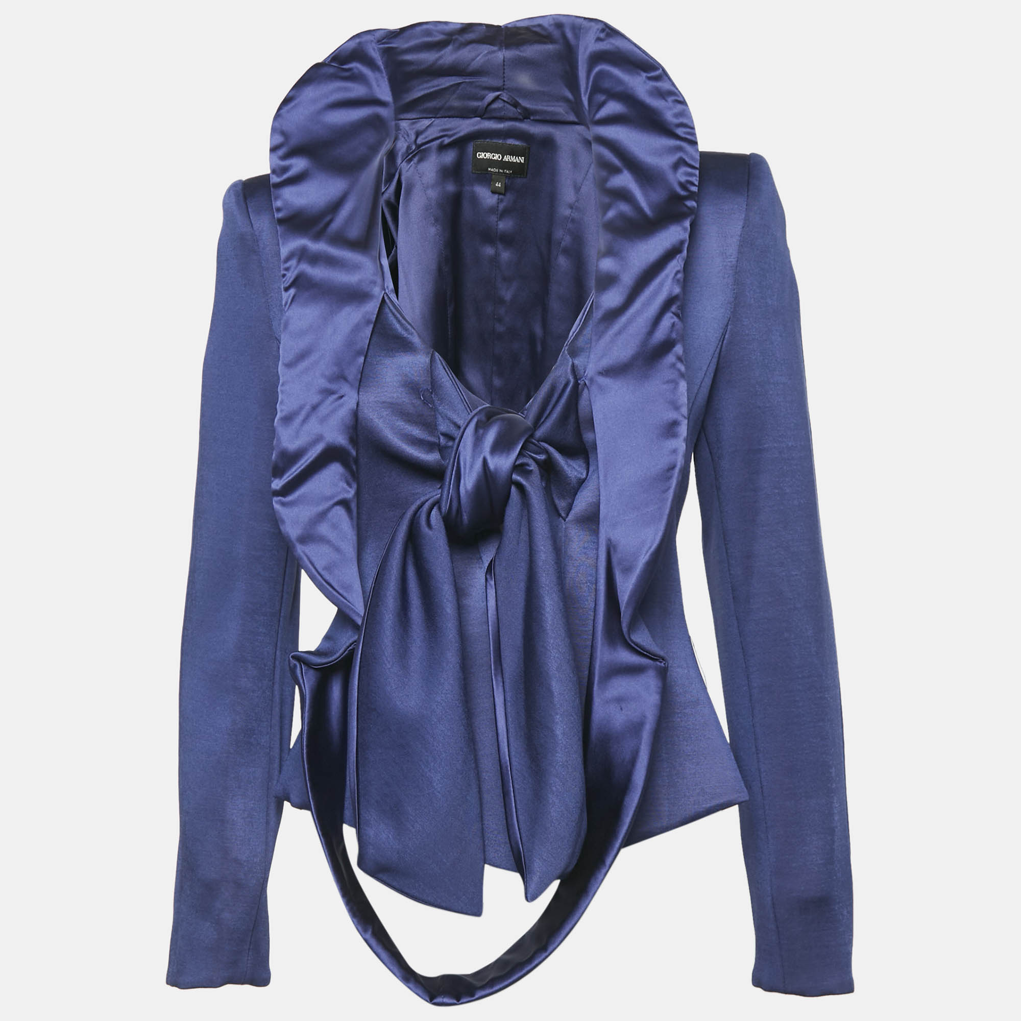 Giorgio Armani Blue Crepe Tie-Up Blazer M, Coats & Jackets - Luxury Closet catalog
