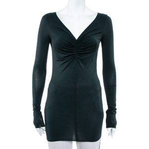 Emporio Armani Dark Green Ruched Knit Fitted Tunic S, Shirts & Tops - Luxury Closet catalog