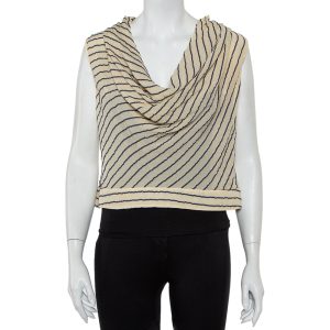 Giorgio Armani Bicolor Striped Silk Sleeveless Cowl Neck Top M, Shirts & Tops - Luxury Closet catalog