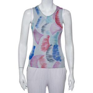 Giorgio Armani Grey Watercolor Printed Perforated Knit Tank Top XS, Shirts & Tops - Luxury Closet catalog