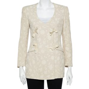 Giorgio Armani Cream Floral Jacquard Tie Detail Vintage Blazer XS, Coats & Jackets - Luxury Closet catalog