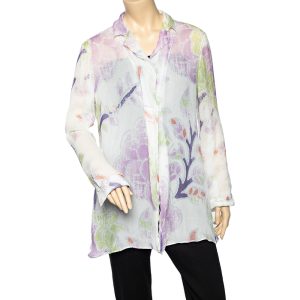 Giorgio Armani White Printed Silk Chiffon Single Button Shirt L, Shirts & Tops - Luxury Closet catalog