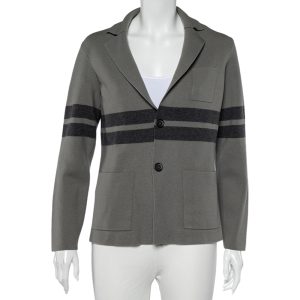 Giorgio Armani Grey Wool Stripe Detailed Button Front Cardigan XL, Coats & Jackets - Luxury Closet catalog
