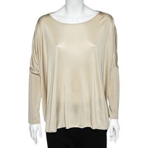 Giorgio Armani Beige Jersey Oversized Top L, Shirts & Tops - Luxury Closet catalog