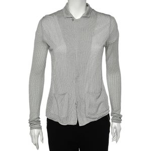 Giorgio Armani Grey Perforated Knit Cardigan XL, Shirts & Tops - Luxury Closet catalog