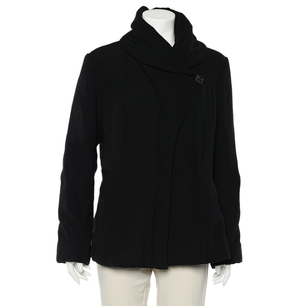 Giorgio Armani Black Quilted Oversized Collar Zip Front Jacket XL, Coats & Jackets - Luxury Closet catalog