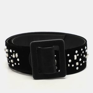 Giuseppe Zanotti Black Velvet Crystal Embellished Waist Belt M, Belt Buckles - Luxury Closet catalog
