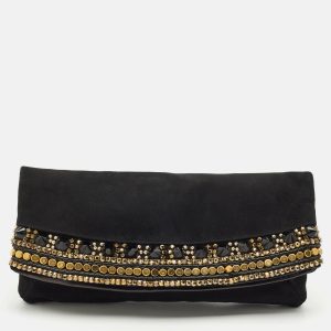 Giuseppe Zanotti Black Suede Crystals Embellished Clutch, Clutches & Special Occasion Bags - Luxury Closet catalog