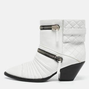 Giuseppe Zanotti White Quilted Leather Moto Boots Size 38, Boots - Luxury Closet catalog