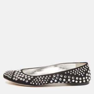 Giuseppe Zanotti Black Satin Crystal Embellished Ballet Flats Size 36, Flats - Luxury Closet catalog