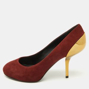 Giuseppe Zanotti Burgundy Suede Metal Heel Platform Pumps Size 37, Pumps - Luxury Closet catalog