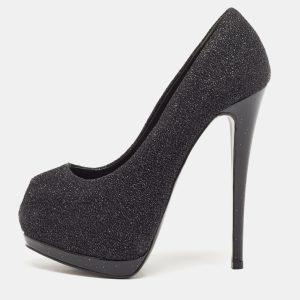 Giuseppe Zanotti Black Lurex Fabric Sharon Peep Toe Pumps Size 36, Pumps - Luxury Closet catalog
