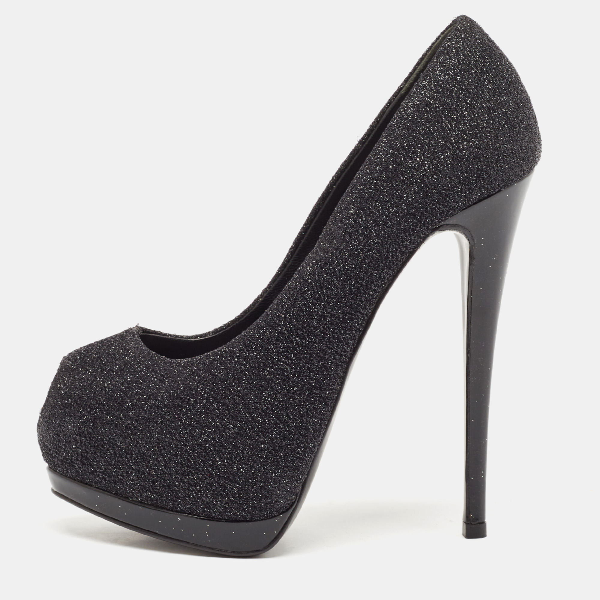 Giuseppe Zanotti Black Lurex Fabric Sharon Peep Toe Pumps Size 36, Pumps - Luxury Closet catalog