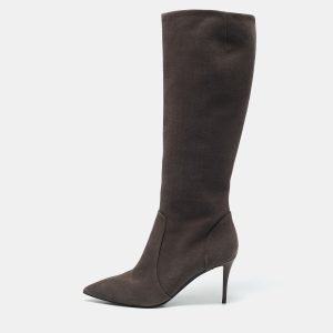 Giuseppe Zanotti Grey Suede Pointed Toe Knee Length Boots Size 37, Boots - Luxury Closet catalog