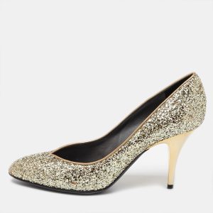 Giuseppe Zanotti Gold Glitter Round Toe Pumps Size 39.5, Pumps - Luxury Closet catalog